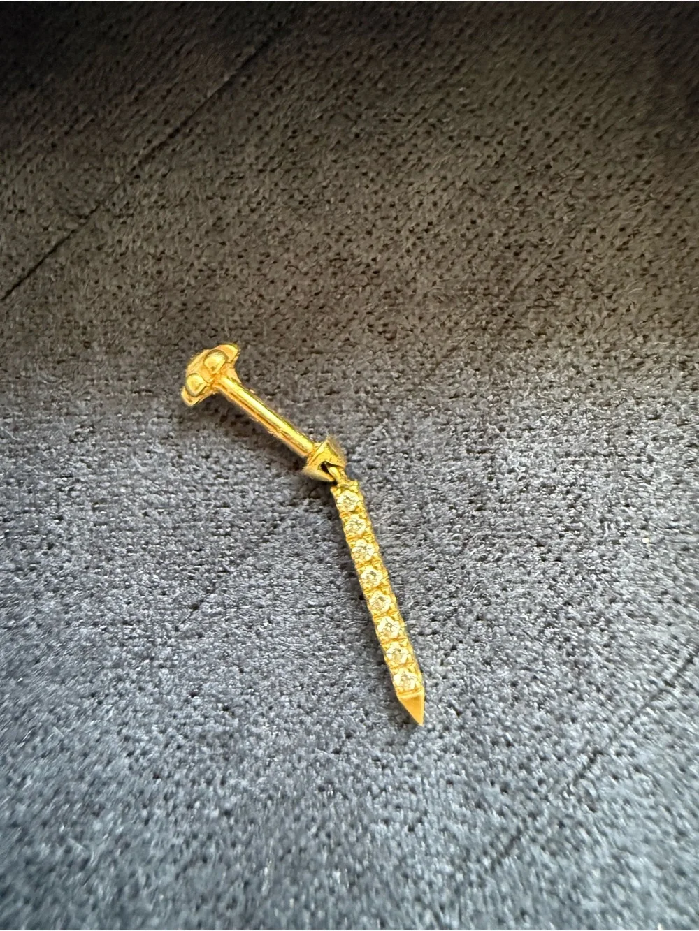 Maria Tash Gold Pavé Dagger Stud Earring 11mm yellow gold. ONE - Picture 1 of 4